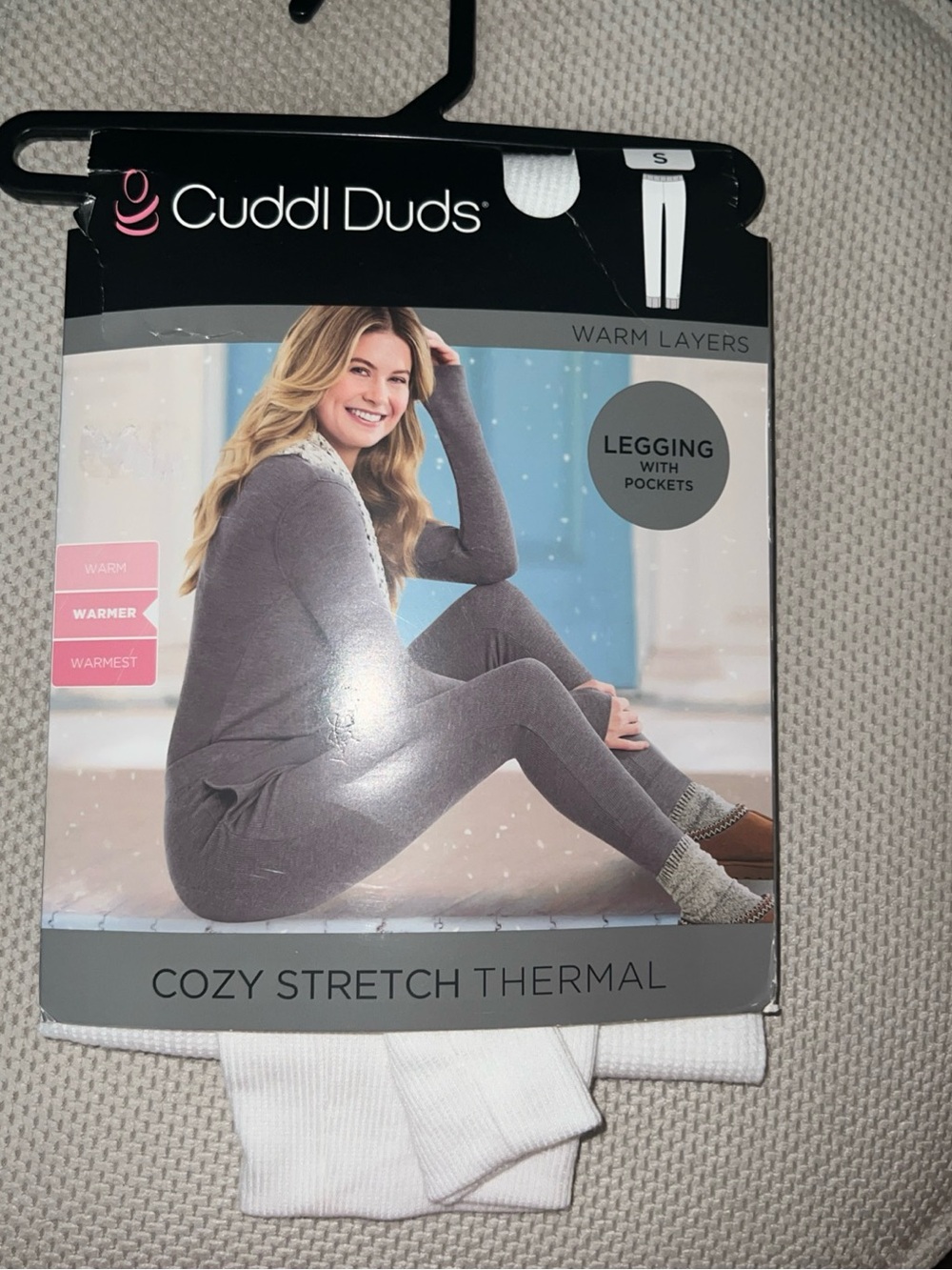 WomanCuddl Duds Cozy Stretch Thermal Leggings with Pockets ivory small